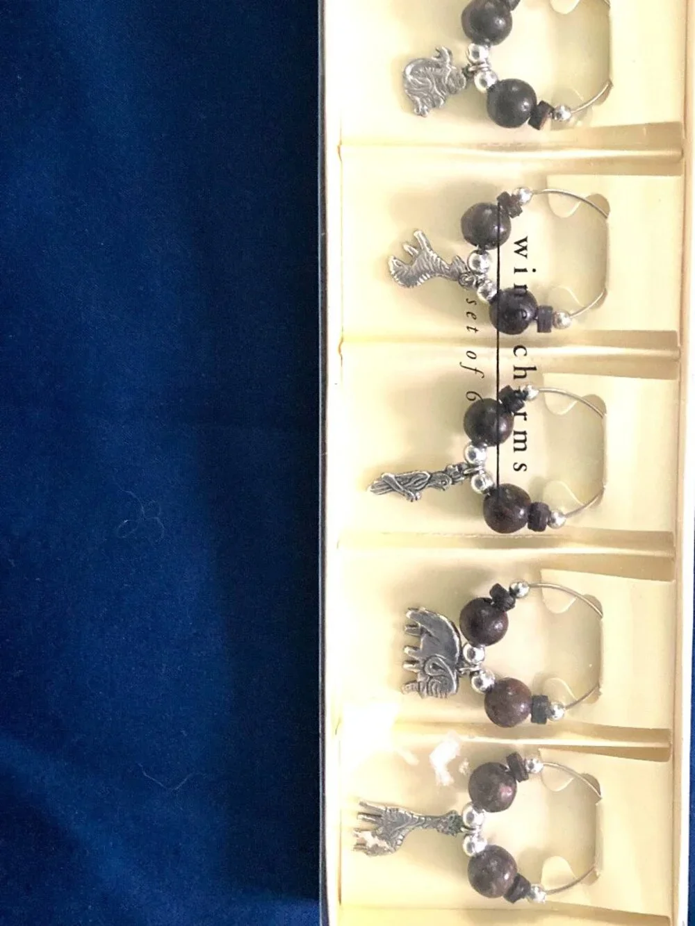 Pier 1 One Imports Wine Bottle Animal Charms With Bead 6pc NEW Jungle Animals